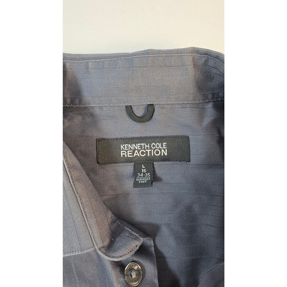 16 - 34 / 35 L grey wrinkle free dress shirt long sleeve button up EUC Kenneth C - Picture 6 of 8